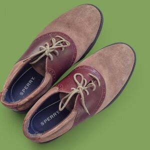 Suede Brown and Tan Sperry Men's Saddle Shoes 12